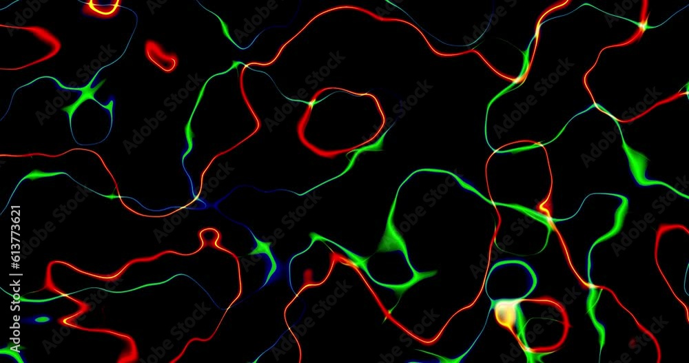 Aufkleber animation and transformation of neon lines, movement of bright lines. multicolor wavy neon lines bac