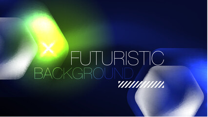 Glowing blue neon hexagons in dark space. Digital technology cyberspace hi-tech techno abstract background template