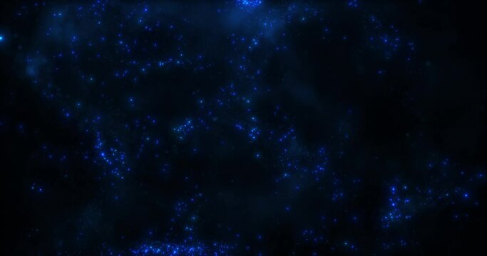 Abstract cloud of glowing dust particles and dots, particle stream, space scene with sparkling stars, bokeh effect. Blend of Glitter. animation. Seamless loop 4k video