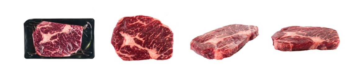 Fototapeta premium Fresh raw beef steak isolated with clipping path