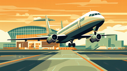Fototapeta na wymiar air bus airplane taking off an airport