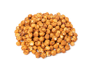 Nut Kernels, Hazelnuts Pile Isolated, Healthy Organic Nuts Group, Nut Kernels on White