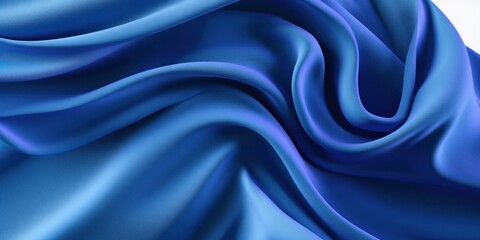 Blue dynamic silk scarf movement, floating fabric background, 3d illustration Generative AI.