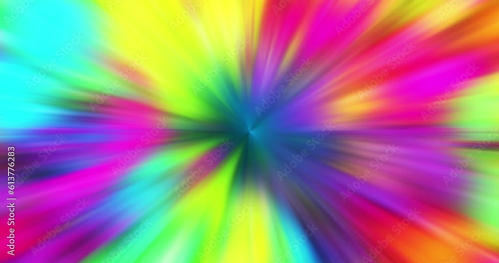 Poster multicolored bright tunnel, rainbow portal, color gradient. hypnotic flicker glowing radial flying l