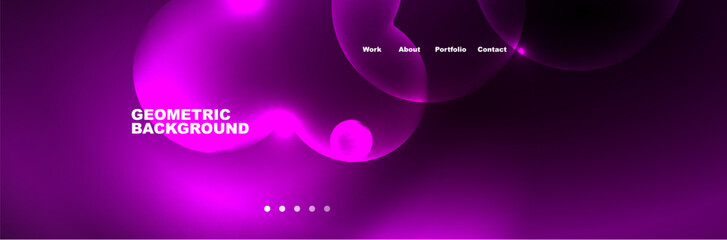 Obraz premium Neon glowing bubbles, circles magic energy space light concept, abstract background wallpaper design