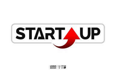 Start Up modern typography logo design template with up arrow. Vector illustration