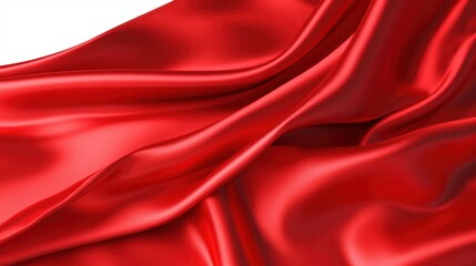 Plakat Red satin or silk fabric as background. Generative AI.