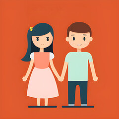 flat illustration of couple in love. The concept of love and relationships. generative AI