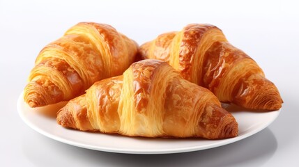 Sweet croissants on a plate. AI generated. 