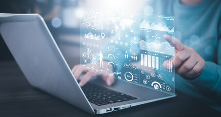 Working Data Analytics and Data Management Systems and Metrics connected to corporate strategy database for Finance, Intelligence,  Business Analytics with Key Performance Indicators, social network