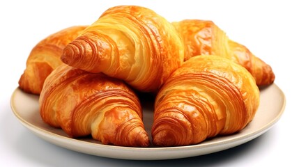 Sweet croissants on a plate. AI generated. 