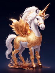 Fototapeta na wymiar AI fantasy baroque unicorn winged horse magic fairy tale