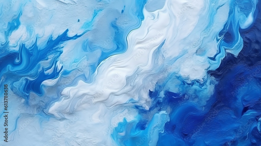 Poster abstract background of vivid blue and white color mixing with different tints creating uneven surfac
