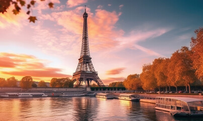Fototapeta na wymiar Eiffel tower cityscape, Paris, France