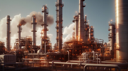 Oil gas factory. Created with generative Ai technology.
