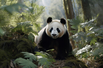 Obraz na płótnie Canvas cute panda in jungle