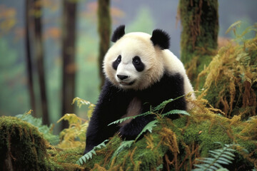 Obraz na płótnie Canvas cute panda in jungle