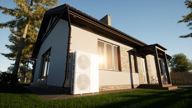 Heat pump of air-water technology for the home. Inverter system of split type