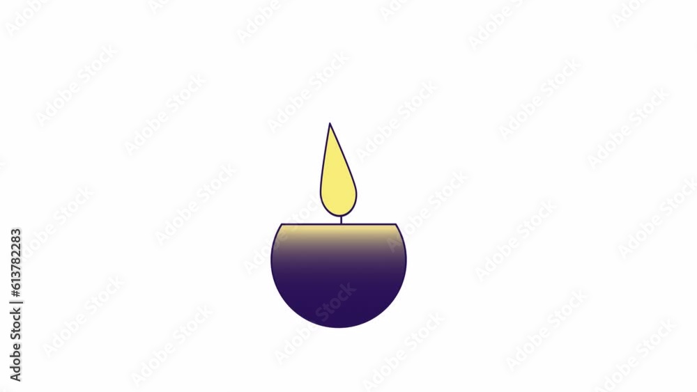 Poster spa scented candle animation. flat outline style icon 4k video for web design. hygge candlelight iso