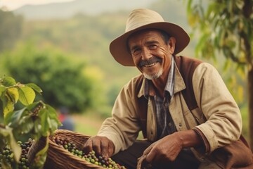 farmer on arabica coffee plantation , AI Generative