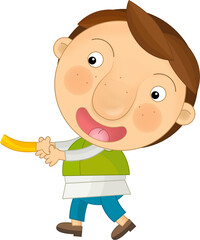 Cartoon farm character farmer  girl and boy brother and sister family isolated illustration for children