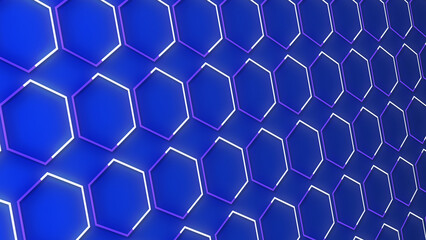 Fototapeta premium luxury abstract geometric futuristic hexagon background loop. Trendy sci-fi neon-colored bg for cyberspace, films, screensaver, wallpaper. Seamless clean and glossy technology bg.