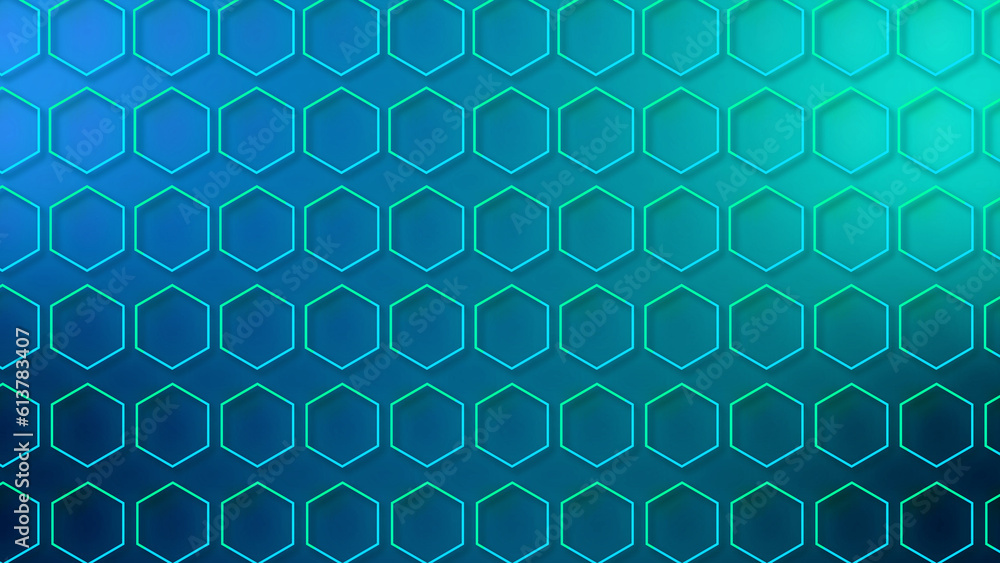 Wall mural luxury abstract geometric futuristic hexagon background loop. trendy sci-fi neon-colored bg for cybe