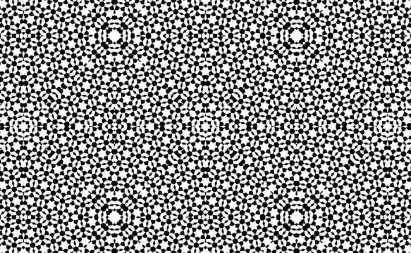 Kaleidoscope _ Moving hypnotic Arabic pattern mosaic video illustration. Seamless kaleidoscope and speed rotation. Black and White colors Mandala. Video animation 4K  