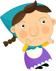 Cartoon farm character farmer woman girl child isolated illustration for children