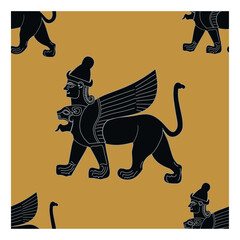 Turkey Ankara Hittite two-headed sfenks. Hittite, silhouette vector, editorial use - vector symbol. The first written constitution of the world. UNESCO World Heritage Site. cuneiform