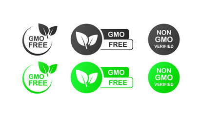 Free GMO. Different styles, colorful, non-gmo products, non-gmo. Vector icons. - obrazy, fototapety, plakaty