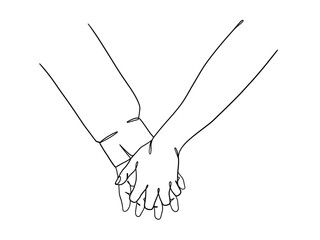 Continuous line drawing of hands couple trendy minimalist illustration. Vector illustration.