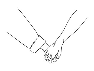 Fototapeta premium Continuous line drawing of hands couple trendy minimalist illustration. Vector illustration.