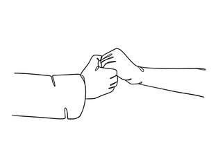 Continuous line drawing of hands couple trendy minimalist illustration. Vector illustration.