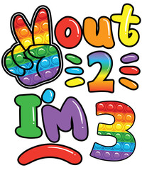 Peace Out 2 I'm 3 Rainbow Pop It Fidget Toy 3rd Birthday