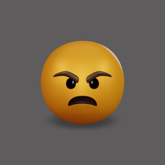 Emoji yellow face and emotion facial expression. 3d rendering