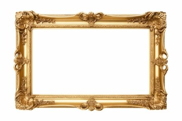 Golden Vintage Frame Isolated on White Background. Generative ai