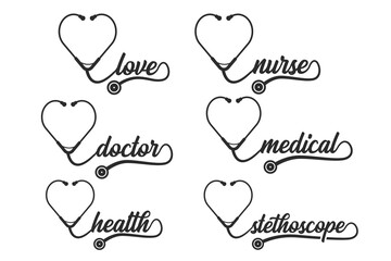 Stethoscope Vector Bundle, Medical tools  Bundle Vector, Stethoscope illustration, Doctor, Nurse, Health, illustration, Clip Art, Medical illustration,