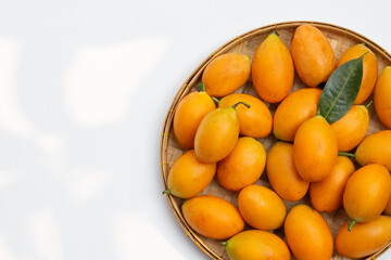 Marian plum fruit isolated on white.