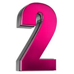 2 Number Pink 3D 