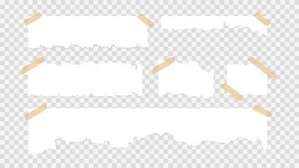 Set of torn ripped paper sheets texture  isolated on transparent background ,  Flat Modern design , Illustration Vector  EPS 10