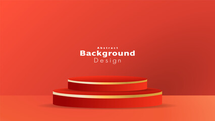 Red Podium stand product display on background , illustration 3d Vector EPS 10
