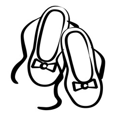 Ballet shoes. hand-drawn illustration. Ballet dance studio symbol. pointe shoes, sketch on a white background png