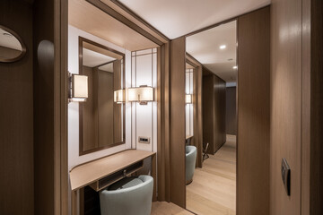 Interior photography, modern hotel room, in modern style, modern hotel room example