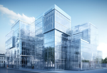 Fototapeta na wymiar 3d rendering of a modern building, generative AI