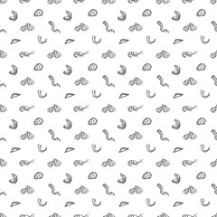  Seamless seafood pattern. Drawn seafood background