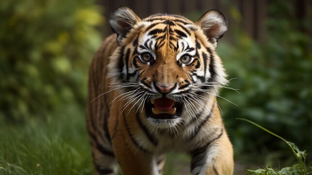 portrait of a tiger cub in the wild, generative ai