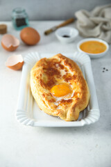 Traditional Georgian cheese pie with egg
