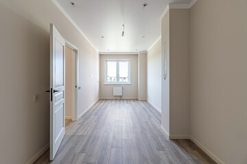 Empty apartment with modern renovation, unfurnished. Real photo