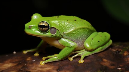 green frog in the grass by generative ai